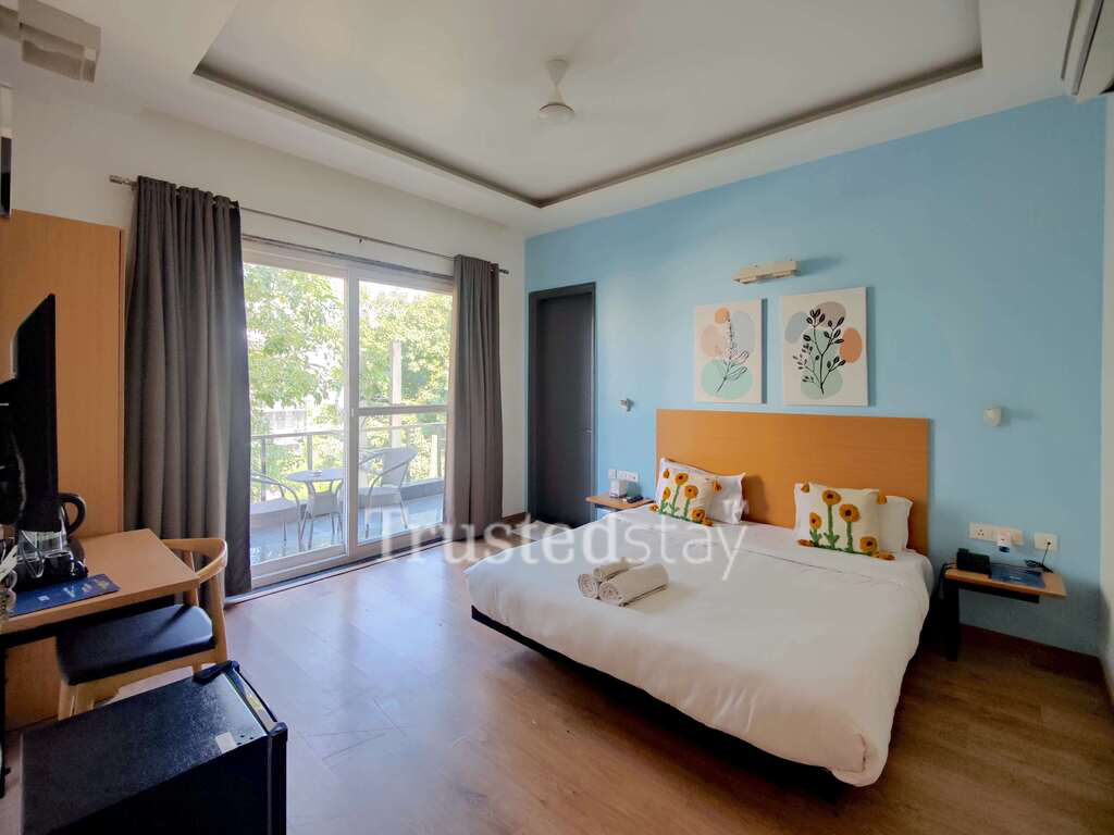 Bedroom of TrustedStay Zen Service Apartment in Gurgaon