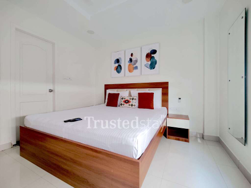 Bedroom of Plot 31 TrustedStay Service Apartment in Gachibowli Hyderabad